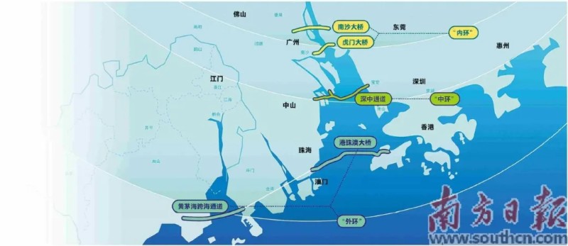 黄茅海跨海通道建成通车后，大湾区将形成“三环”跨海跨江通道群。招凤仪 制图